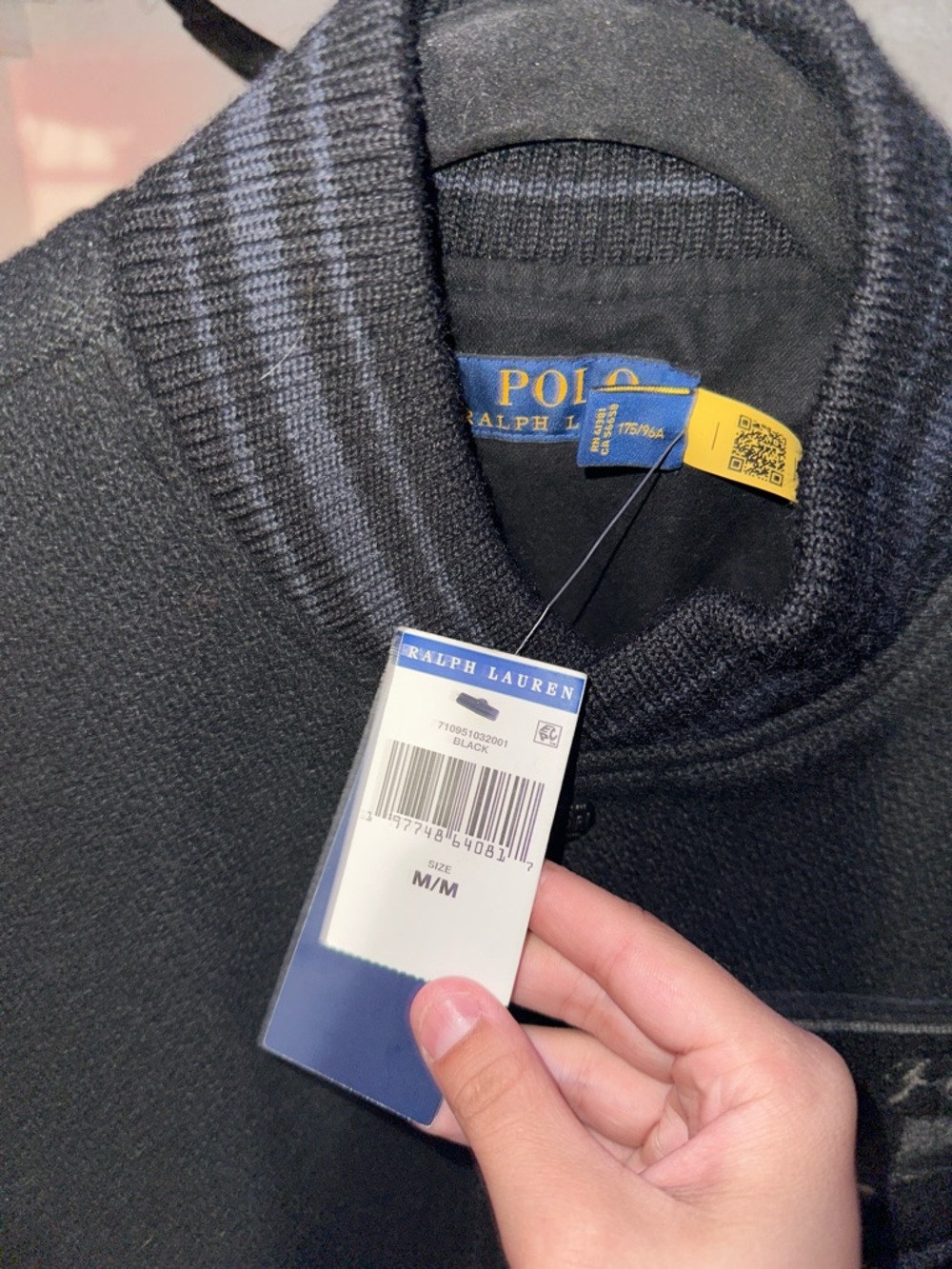 Polo by Ralph Lauren Black Wool and Leather Varsity Jacket - Picture 6 of 6
